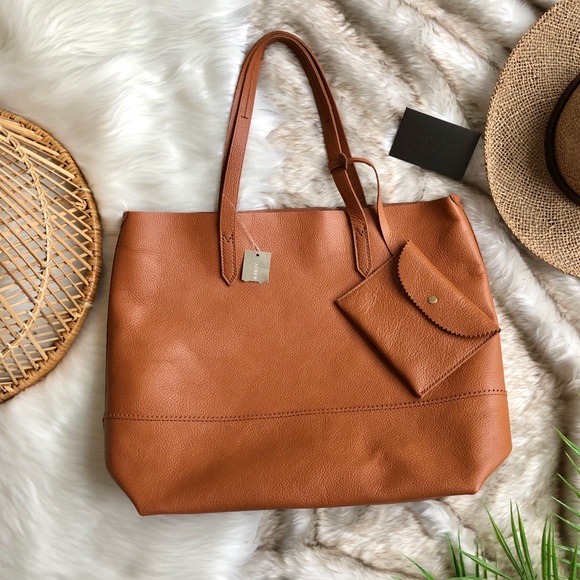 J. Crew Handbags - J. Crew Leather Downing Tote Cognac Brown